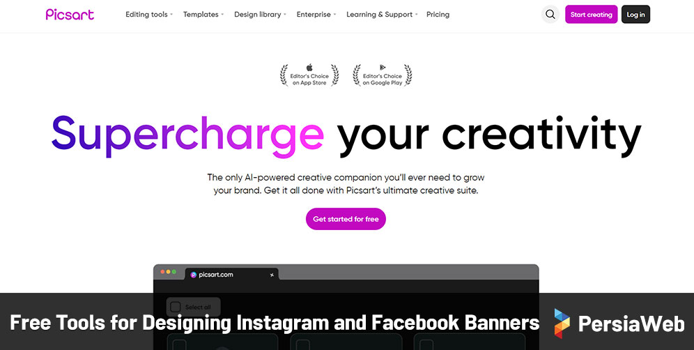 Free Tools for Designing Instagram and Facebook Banners - PicsArt