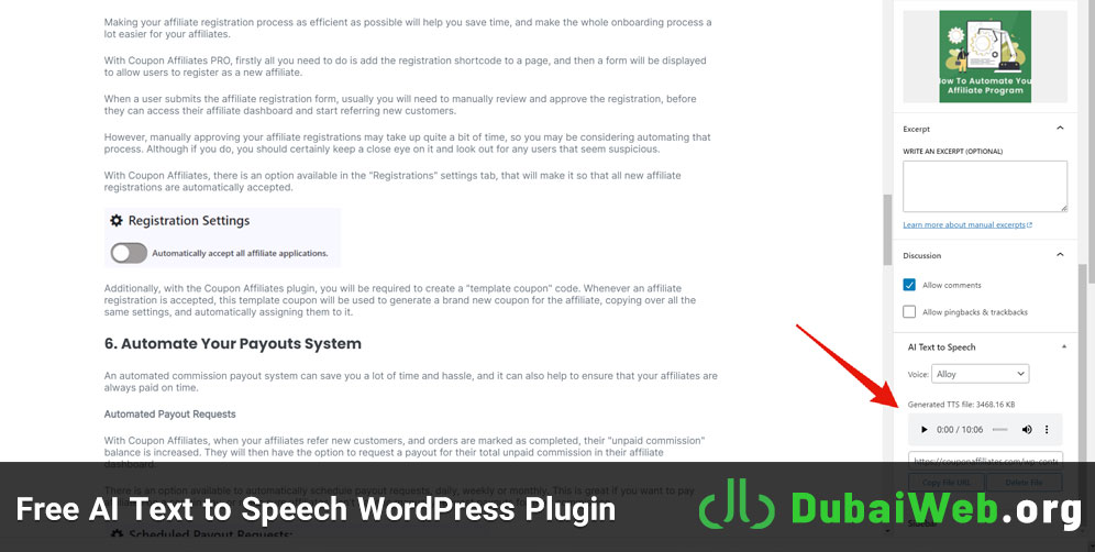 Free AI Text to Speech WordPress Plugin